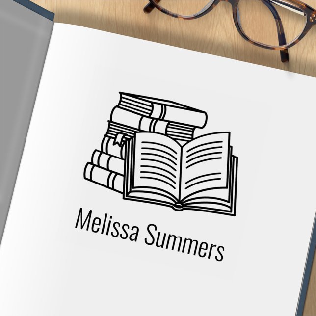 Buchstapel und Offenes Buch - Buchzeichen Gummistempel (Von Creator hochgeladen)