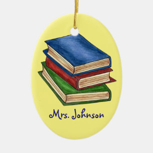 Buchstapler Bibliothekarisch Lehrer Lesen Bildung Keramikornament