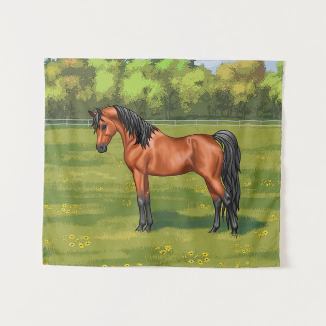Bucht ägyptisches arabisches Pferd Wandteppich (Vorderseite (Horizontal))