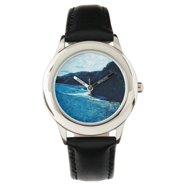 Bucht auf dem Weg nach Hana Maui Abstrakt Armbanduhr (Vorderseite)
