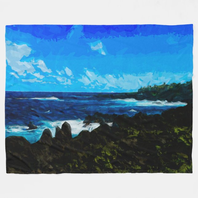 Bucht Auf dem Weg nach Hana Maui Abstrakt Fleecedecke (Vorderseite (Horizontal))