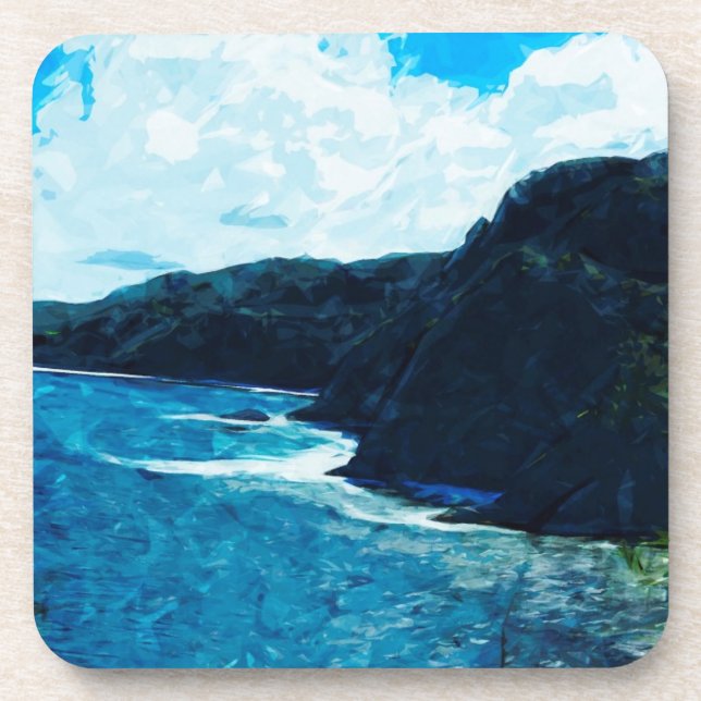 Bucht auf dem Weg nach Hana Maui Abstrakt Getränkeuntersetzer (Vorderseite)