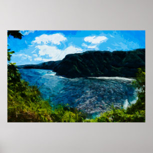 Bucht auf der Straße zu Hana Maui Hawaii abstrakt Poster