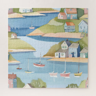 Bucht der Boote   Moderne Aquarellmalerei