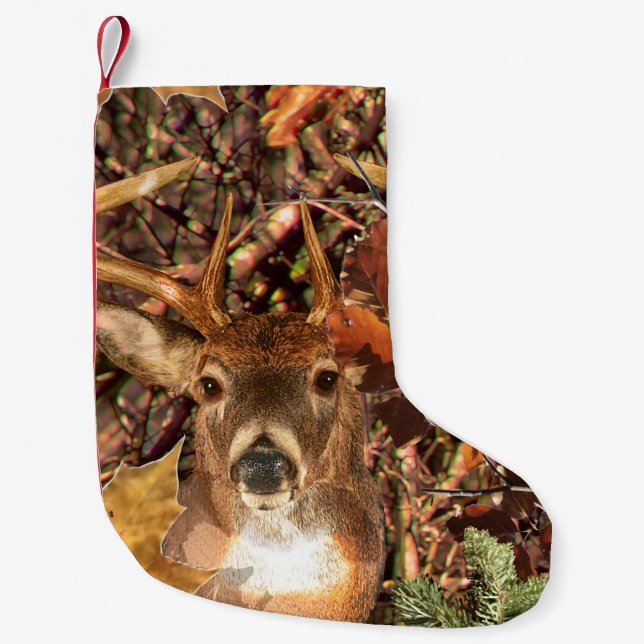 Bucht in Camouflage Weißer Schwanz Hirsch Kleiner Weihnachtsstrumpf (Vorderseite)
