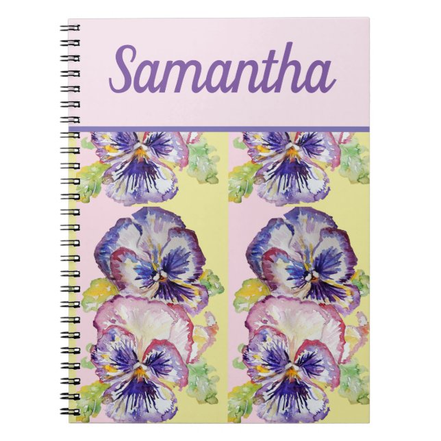Bucht Lila Blume Wasserfarben Girls Name Notizblock (Vorderseite)