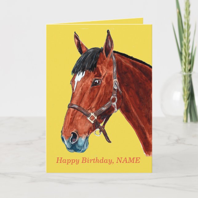 Bucht Pferd mit Star Karte (Vorderseite)