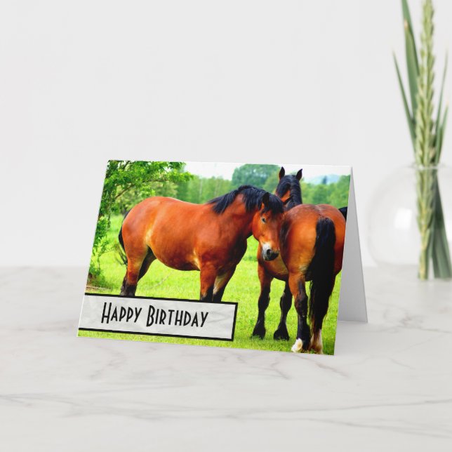 Bucht Polnisch Bred Draft Horses Happy Birthday Karte (Vorderseite)