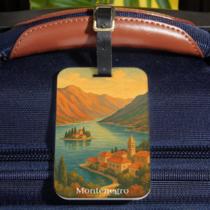 Bucht von Kotor Montenegro Vintage Reise Szenerie Gepäckanhänger