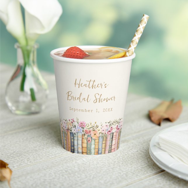 Buchthema Pappbecher (Watercolor Wildflower Book Theme Paper Cups by Painted Paperie
)