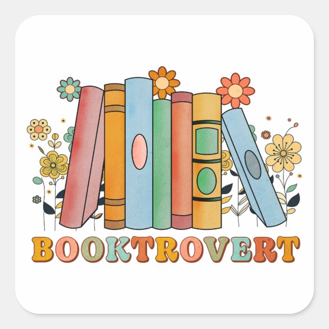 Buchtrovert, Bibliothekarisch Lehrerbuchbuch, Love Quadratischer Aufkleber (Vorderseite)