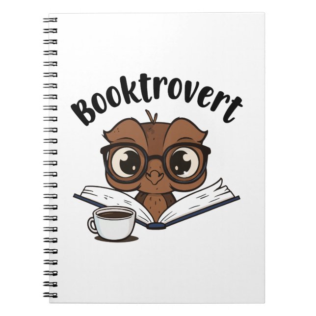 Buchtroverte Eule mit Buch und Kaffee (Vorderseite)