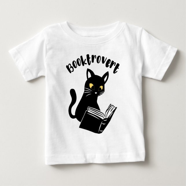 Buchtrovertekatze mit Buch Baby T-shirt (Vorderseite)