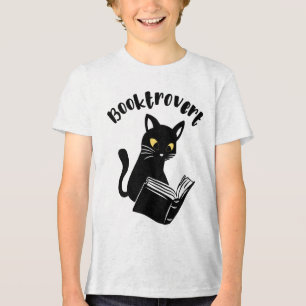 Buchtrovertekatze mit Buch Tri-Blend Shirt