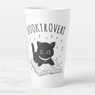 Buchtrovertekatze mit Buch und Sternen Milchtasse