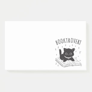 Buchtrovertekatze mit Buch und Sternen Post-it Klebezettel