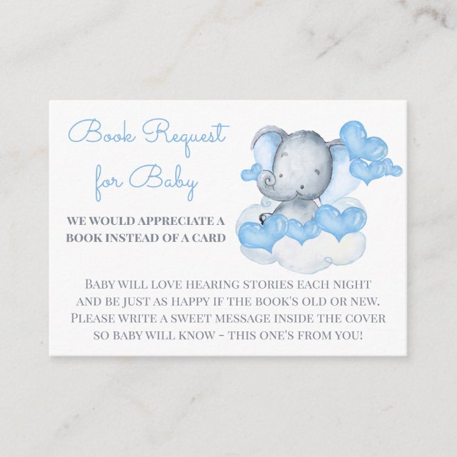 Buchungsanfrage für Baby Boy Elephant Babydusche Begleitkarte (Vorderseite)