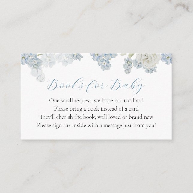 Buchungskarte für Baby Boy Blue Floral Begleitkarte (Vorderseite)