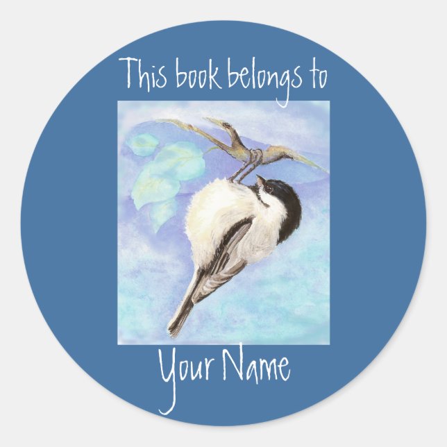 Buchungsplatte Wasserfarbe Chickadee Runder Aufkleber (Vorderseite)