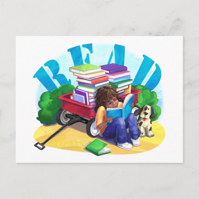 Buchwagen LESEN Postkarte (Vorderseite)