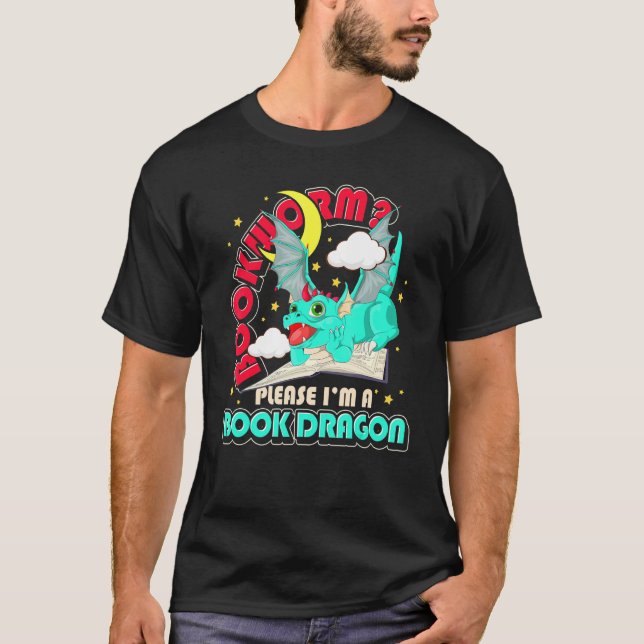 Buchwurm Bibliothekarischer Buchlesedrache 2 T-Shirt (Vorderseite)