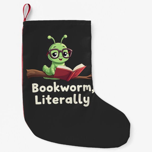 Buchwurm Literaturliebhaber Kleiner Weihnachtsstrumpf (Vorderseite)