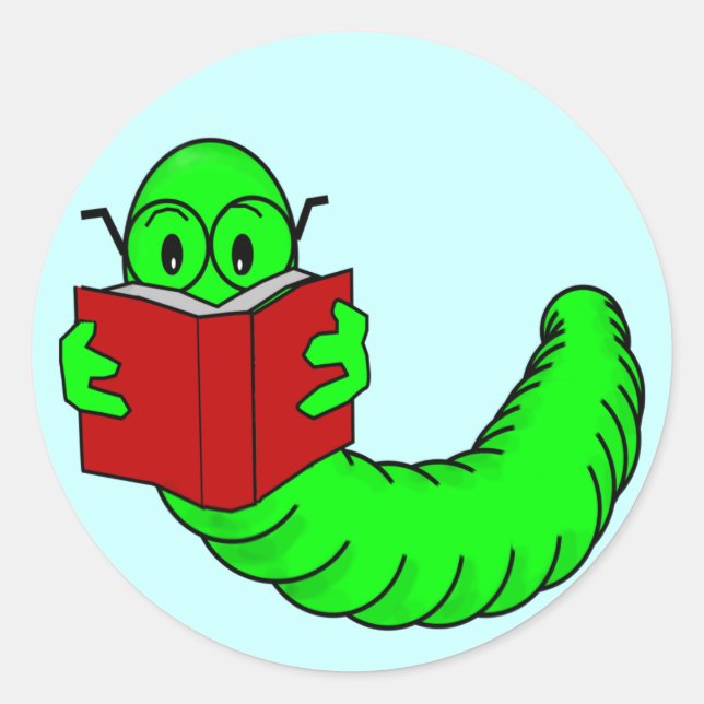 Buchwurmsticker Runder Aufkleber (Vorderseite)