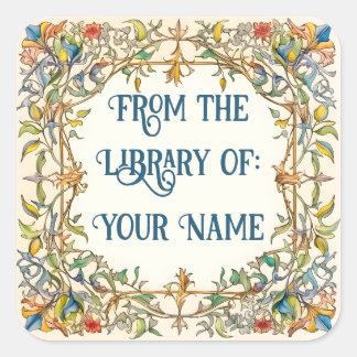 Buchzeichen an den beleuchteten Grenzen Quadratischer Aufkleber