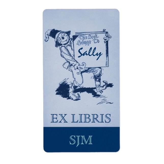 Buchzeichen Antique Scarecrow hält Buch EX LIBRIS (Vorne)