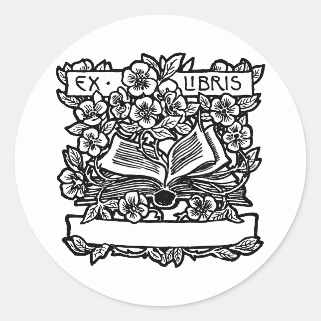 Buchzeichen-Aufkleber für Bücher und Blume Runder Aufkleber (Vorderseite)