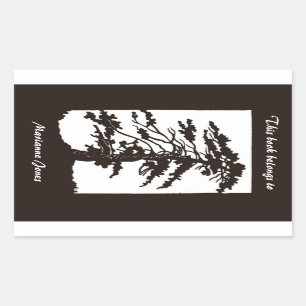 Buchzeichen-Aufkleber für Jugendstil-Silhouette Rechteckiger Aufkleber