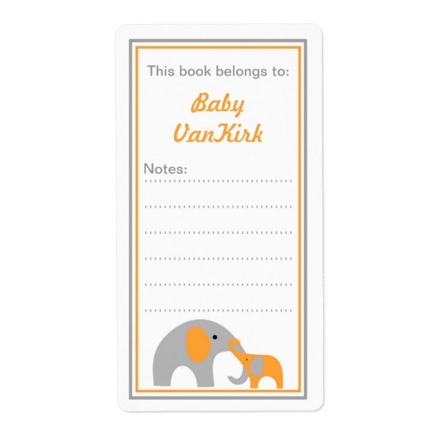 Buchzeichen-Etiketten für Mutter und Baby Elephant (Vorne)