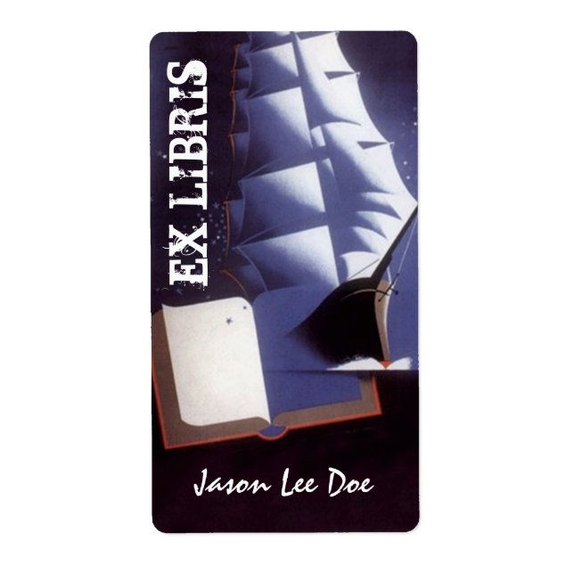 Buchzeichen Ex Libris Vintages Piratenschiff (Vorne)