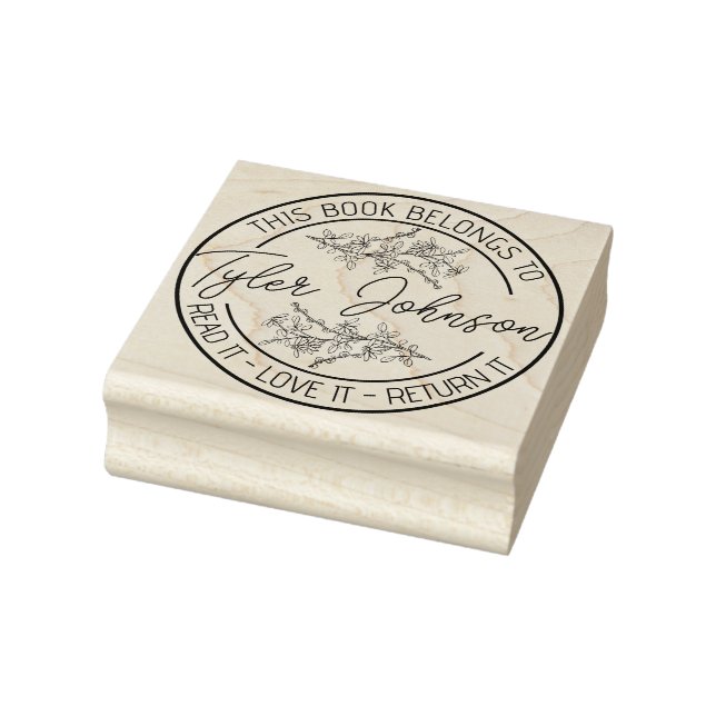 Buchzeichen für Bibliothek mit Blumenzauber Gummistempel (Stempel)