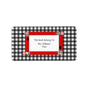 Buchzeichen für Lehrer - Gingham & Red Pencils Adressaufkleber