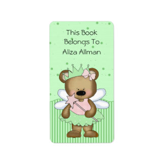 Buchzeichen "Grüner Bär" Adressaufkleber