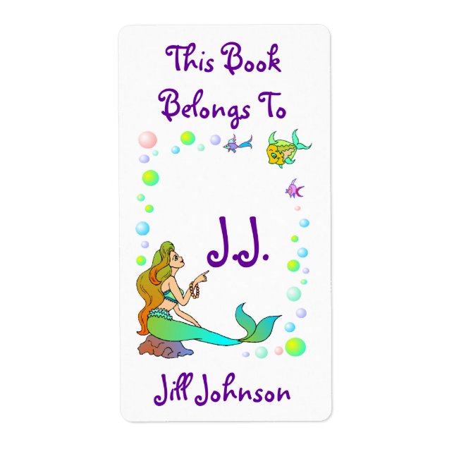 Buchzeichen Sea Mermaid Points @ Initials Labels (Vorne)