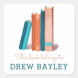 Buchzeichen Wasserfarben Quadratischer Aufkleber