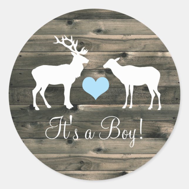 Buck and Doe (blau) Babydusche Runder Aufkleber (Vorderseite)