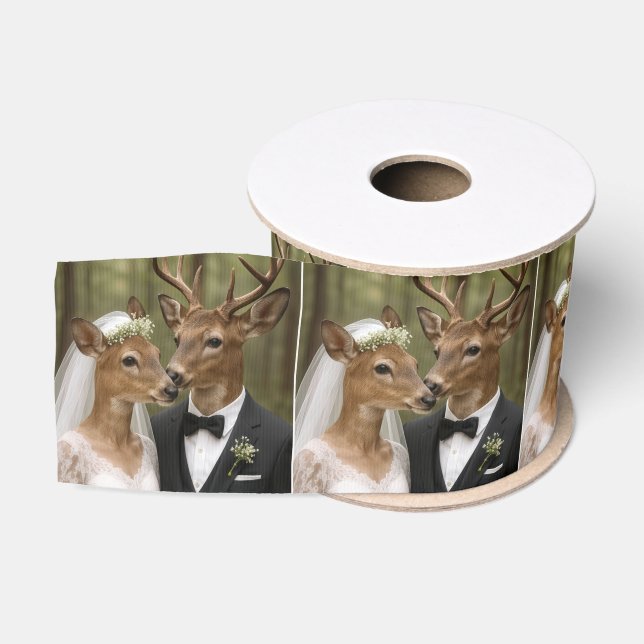 Buck and Doe Deer Wedding In Forest Ripsband (Spule)