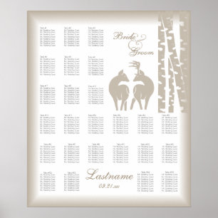 Buck-and-Doe-Seating Chart mit Birkenbäumen Poster