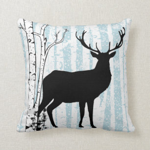 Buck and Doer Birch Forest Throw Kissen