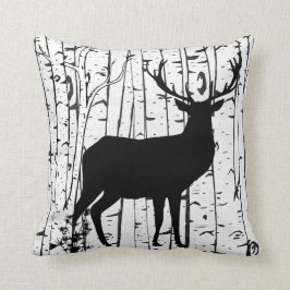 Buck and Doer Birch Forest Throw Kissen