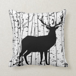 Buck and Doer Birch Forest Throw Kissen