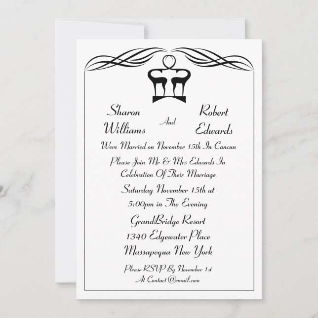 Buck and Dop Post Hochzeit Einladung (Vorderseite)