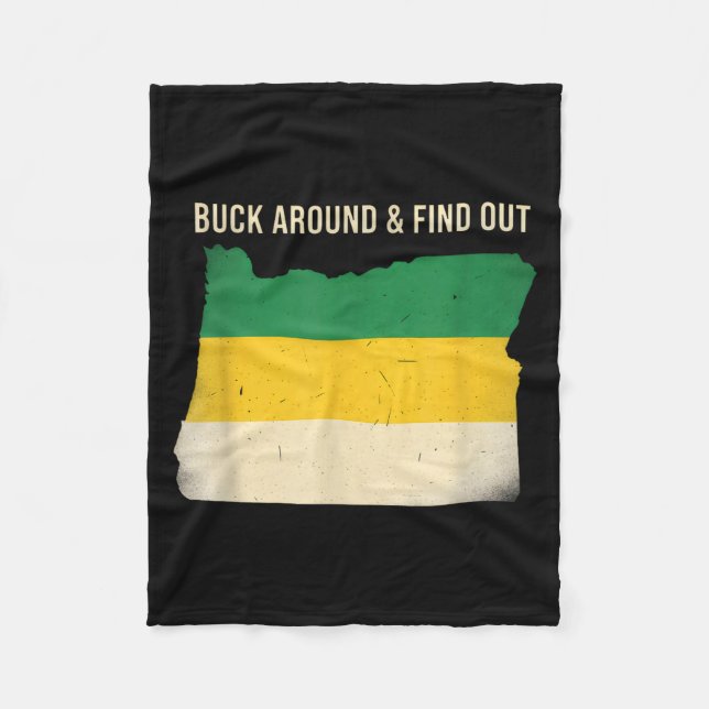 Buck Around Oregon Map Funny Wildlife Adventure Vi Fleecedecke (Vorderseite)