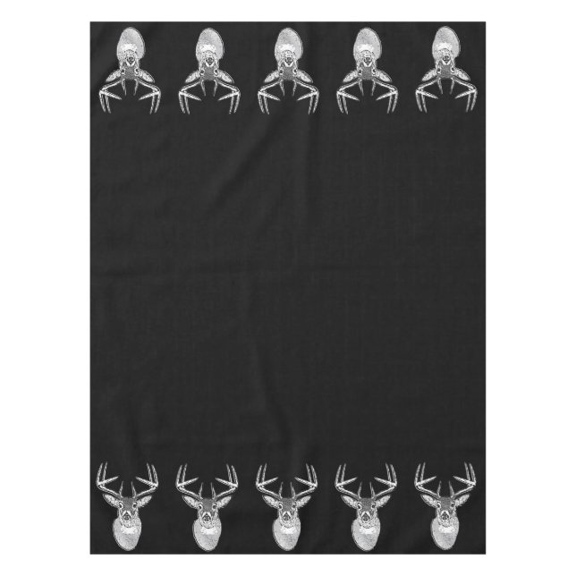 Buck auf Schwarz-weißem Schwanz Hirsch Tischdecke (Vorderseite)
