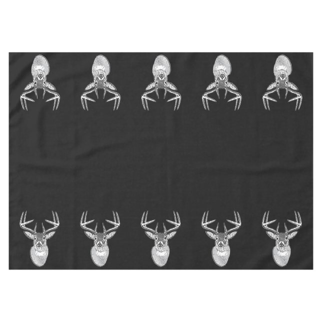 Buck auf Schwarz-weißem Schwanz Hirsch Tischdecke (Vorderseite (Horizontal))