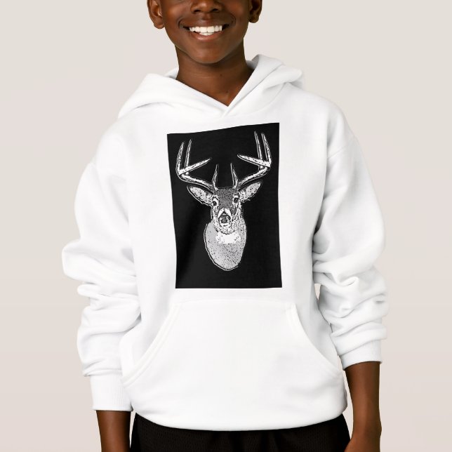 Buck auf Schwarz-weißen Schwanz Deer Hoodie (Vorderseite)