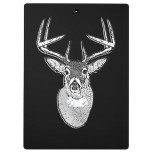 Buck auf schwarzem Design Weißwedelhirsch Klemmbrett